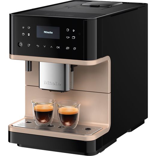 Miele CM6360 Coffee Machines Obsidian Black / Clean Steel Metallic - Left perspective shot